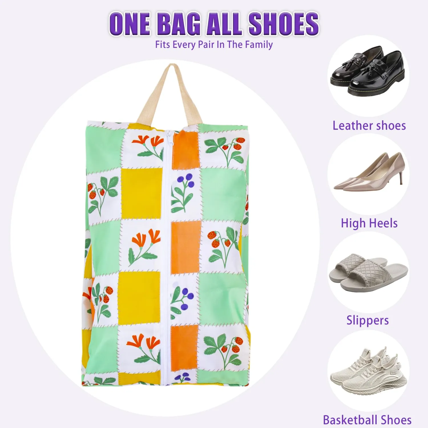 LOLOMLO 6 Pcs Shoe Bags for Travel, Water-Resistant Shoe Organizer with Zipper, Portable Pouch for Luggage, Fits Men Women Kids, Oxford Fabric Storage for Gym Camp Dorm