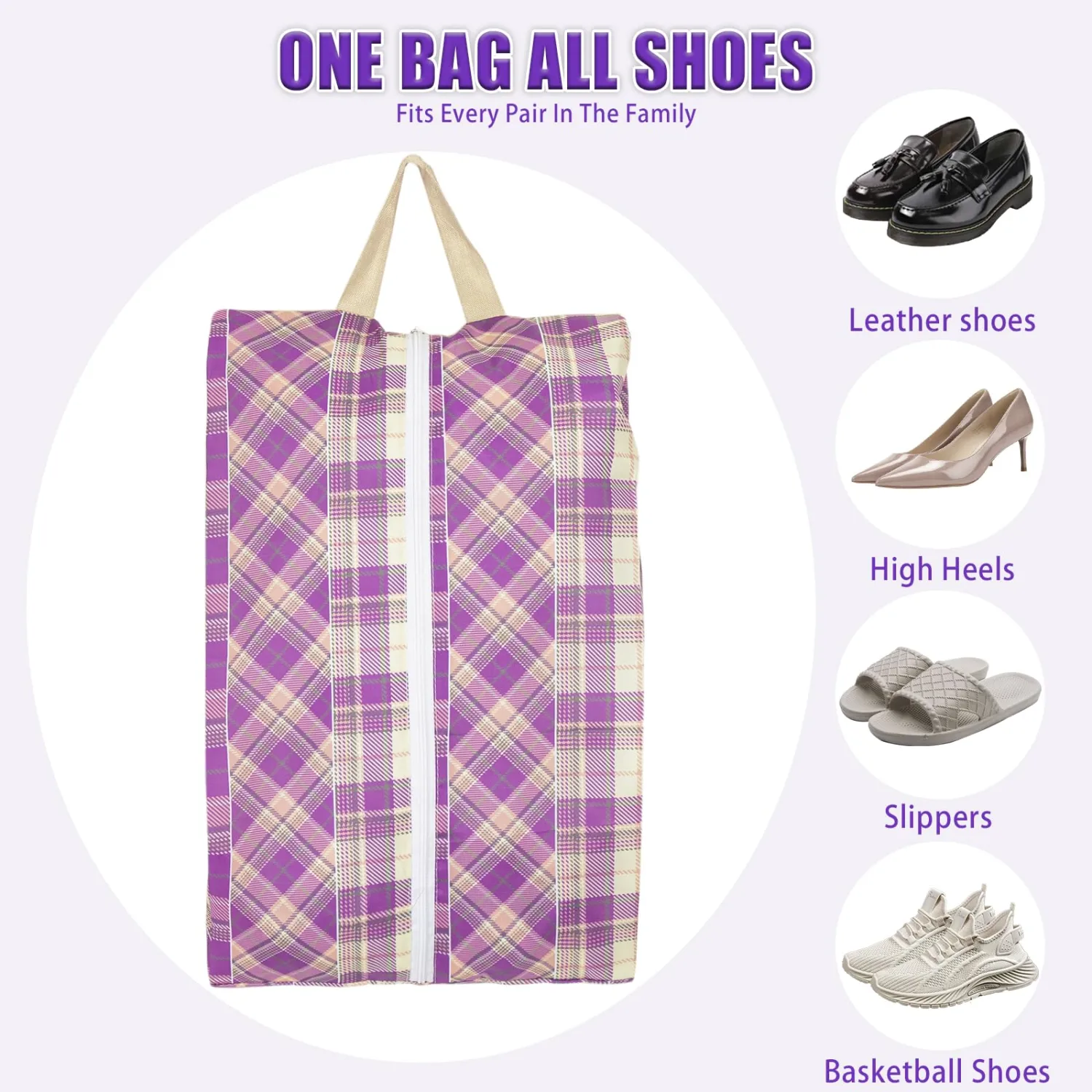 LOLOMLO 6 Pcs Shoe Bags for Travel, Water-Resistant Shoe Organizer with Zipper, Portable Pouch for Luggage, Fits Men Women Kids, Oxford Fabric Storage for Gym Camp Dorm