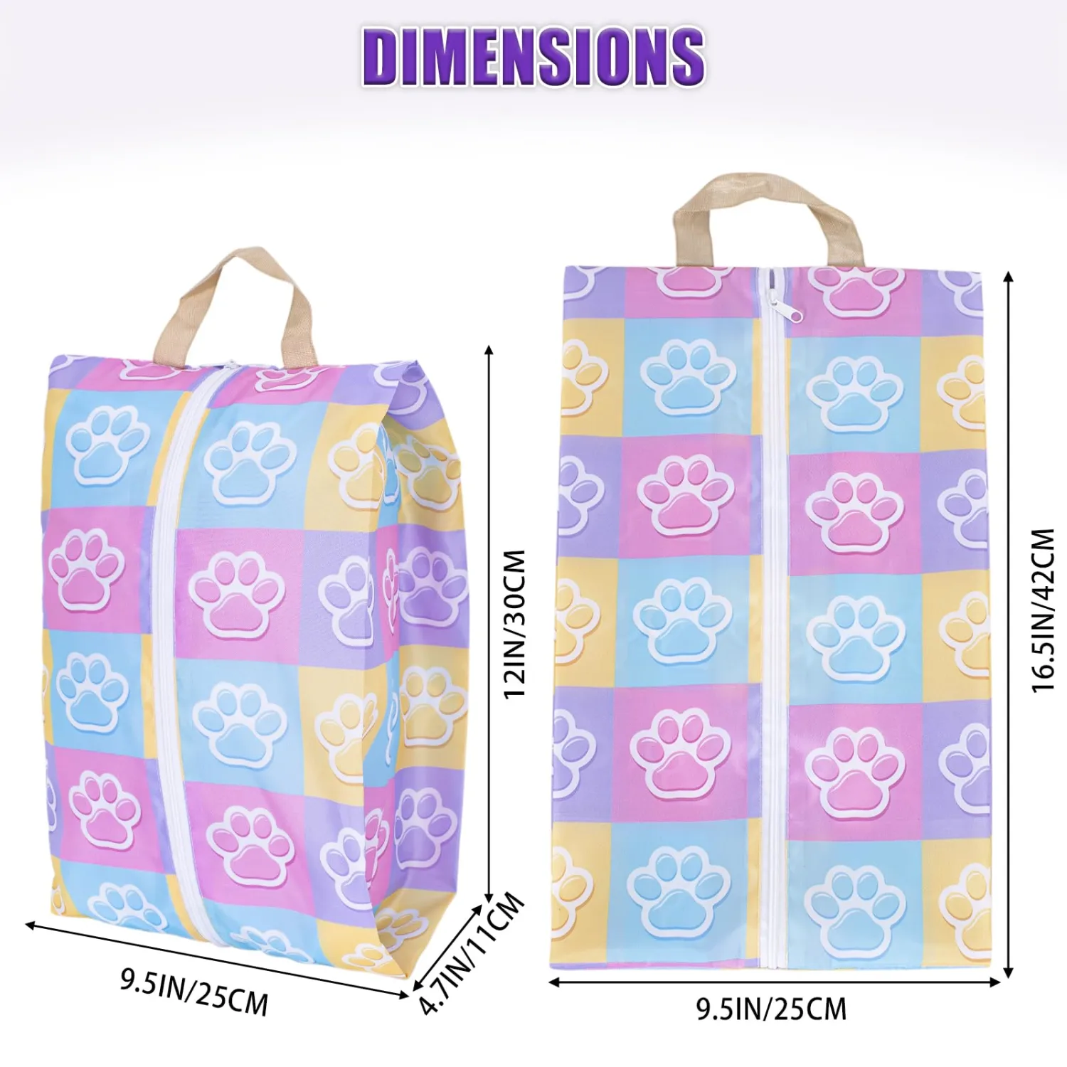 LOLOMLO 6 Pcs Shoe Bags for Travel, Water-Resistant Shoe Organizer with Zipper, Portable Pouch for Luggage, Fits Men Women Kids, Oxford Fabric Storage for Gym Camp Dorm