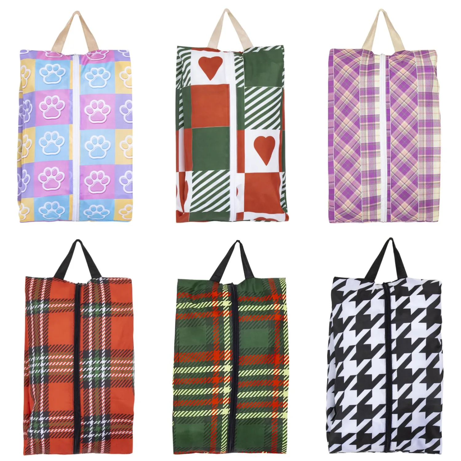LOLOMLO 6 Pcs Shoe Bags for Travel, Water-Resistant Shoe Organizer with Zipper, Portable Pouch for Luggage, Fits Men Women Kids, Oxford Fabric Storage for Gym Camp Dorm