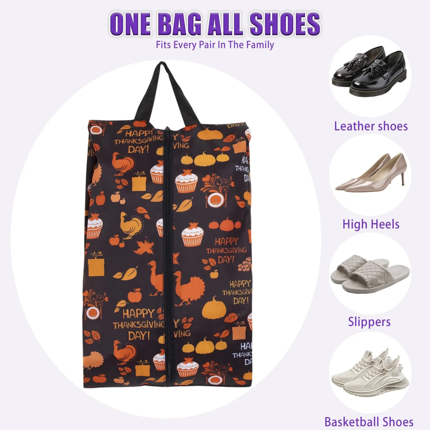 LOLOMLO 6 Pcs Shoe Bags for Travel, Water-Resistant Shoe Organizer with Zipper, Portable Pouch for Luggage, Fits Men Women Kids, Oxford Fabric Storage for Gym Camp Dorm