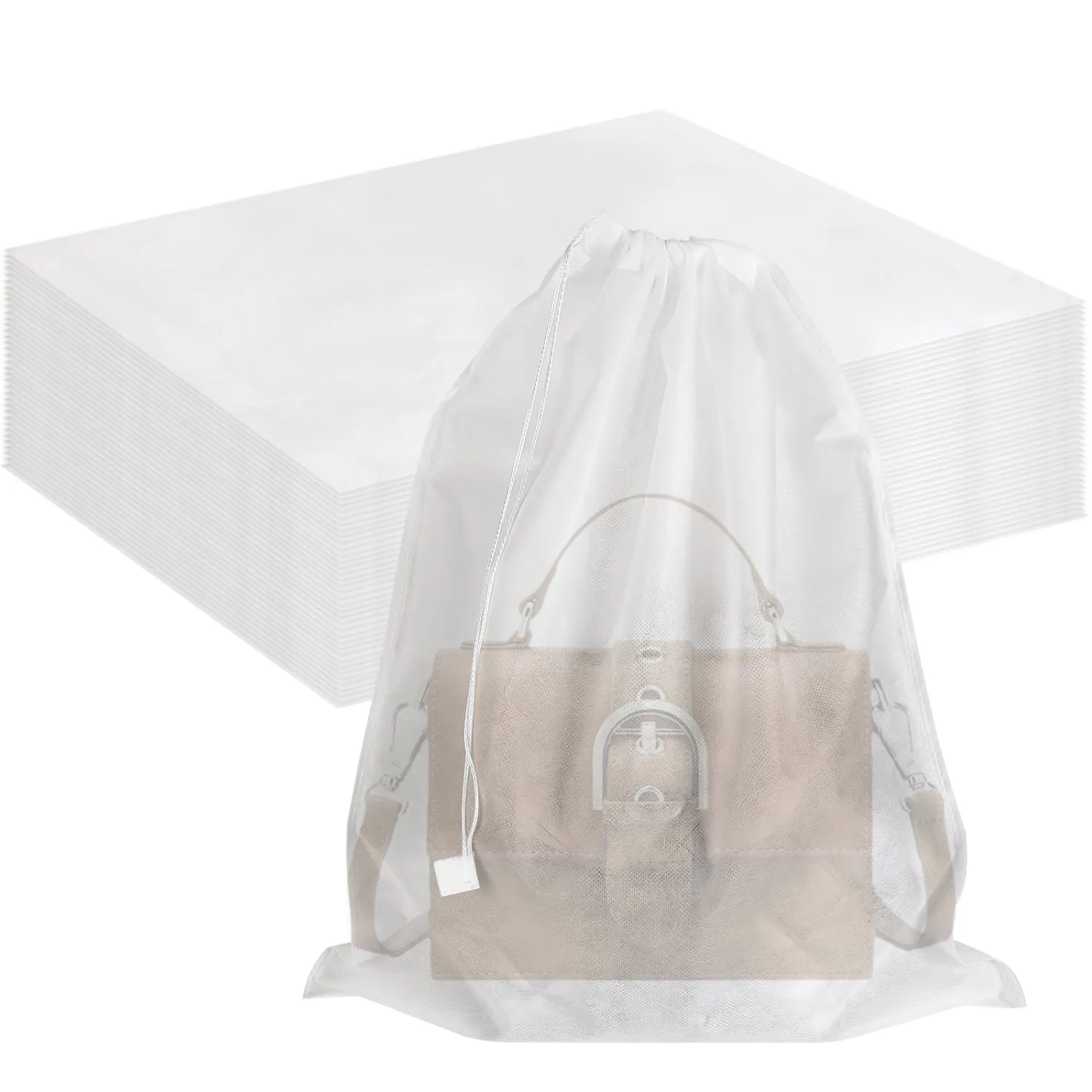 Dust Bags for Handbags, 50-Pack 15.7x19.7 Inch Multi-Purpose Reusable Organizers for Purses, Shoes, Closet & Travel