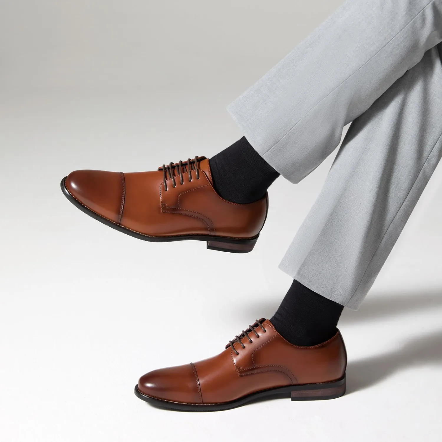 HEEZ Men's Dress Shoes Classic Cap Toe Oxford Formal Shoes for Men Non Slip
