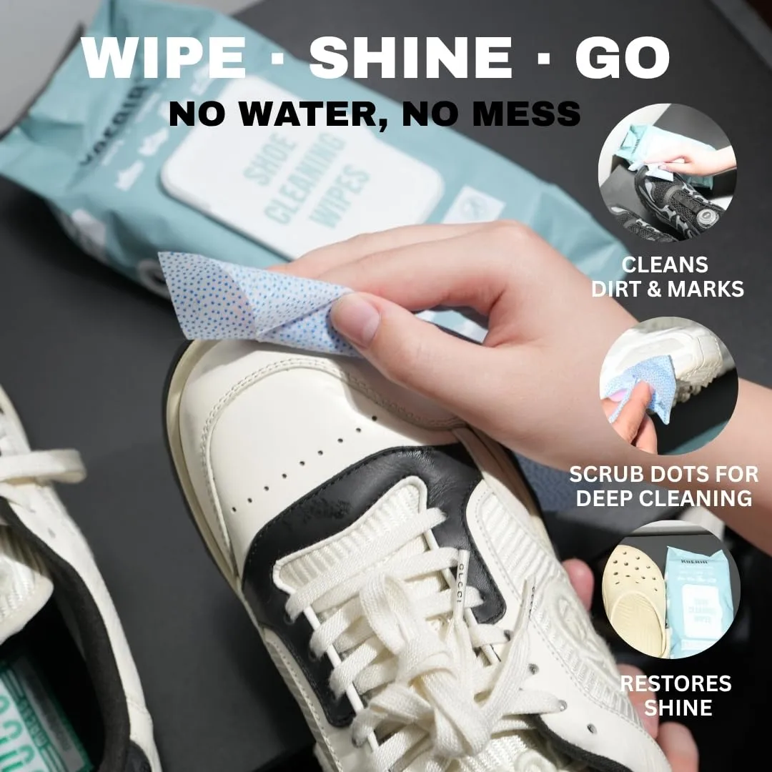 Shoe Cleaning Wipes 75 Ct, XL 7" x 7", for Sneakers & White Shoes