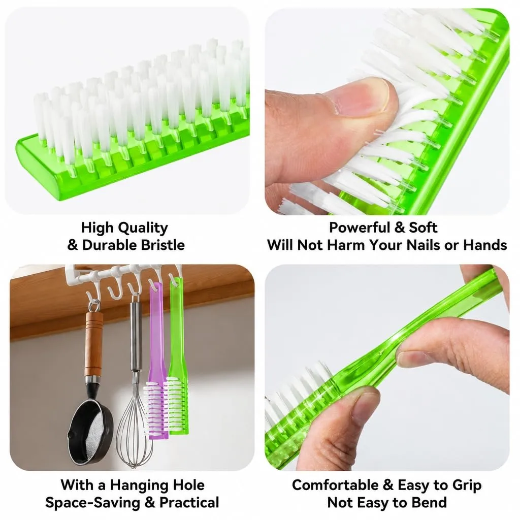 Nail Brush for Cleaning Fingernails Handle Grip Nail Scrubber Brush 4 Pack Kitchen Cleaning Brush Small Shoe Cleaner Brush Laundry Stain Brush for Household Cleaning(Green)