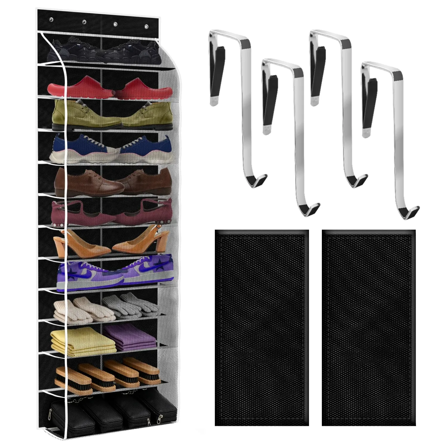PAULONE 12-Pocket Over-the-Door Shoe Organizer - Black