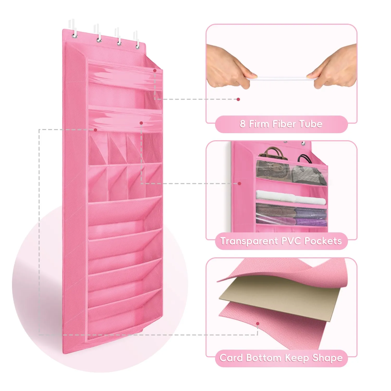 1 Pack 8 Shelves Over The Door Shoe Organizer, 68" Exlarge Deep Pockets