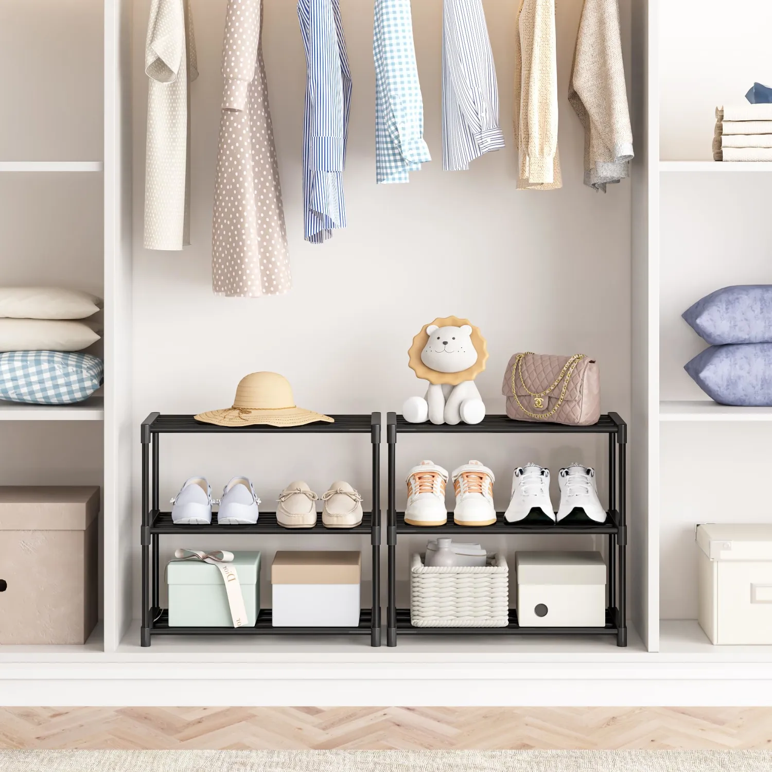 Autonomier 3 Tier Extra Small Shoe Rack (16.3" Wide), Lightweight Shelf