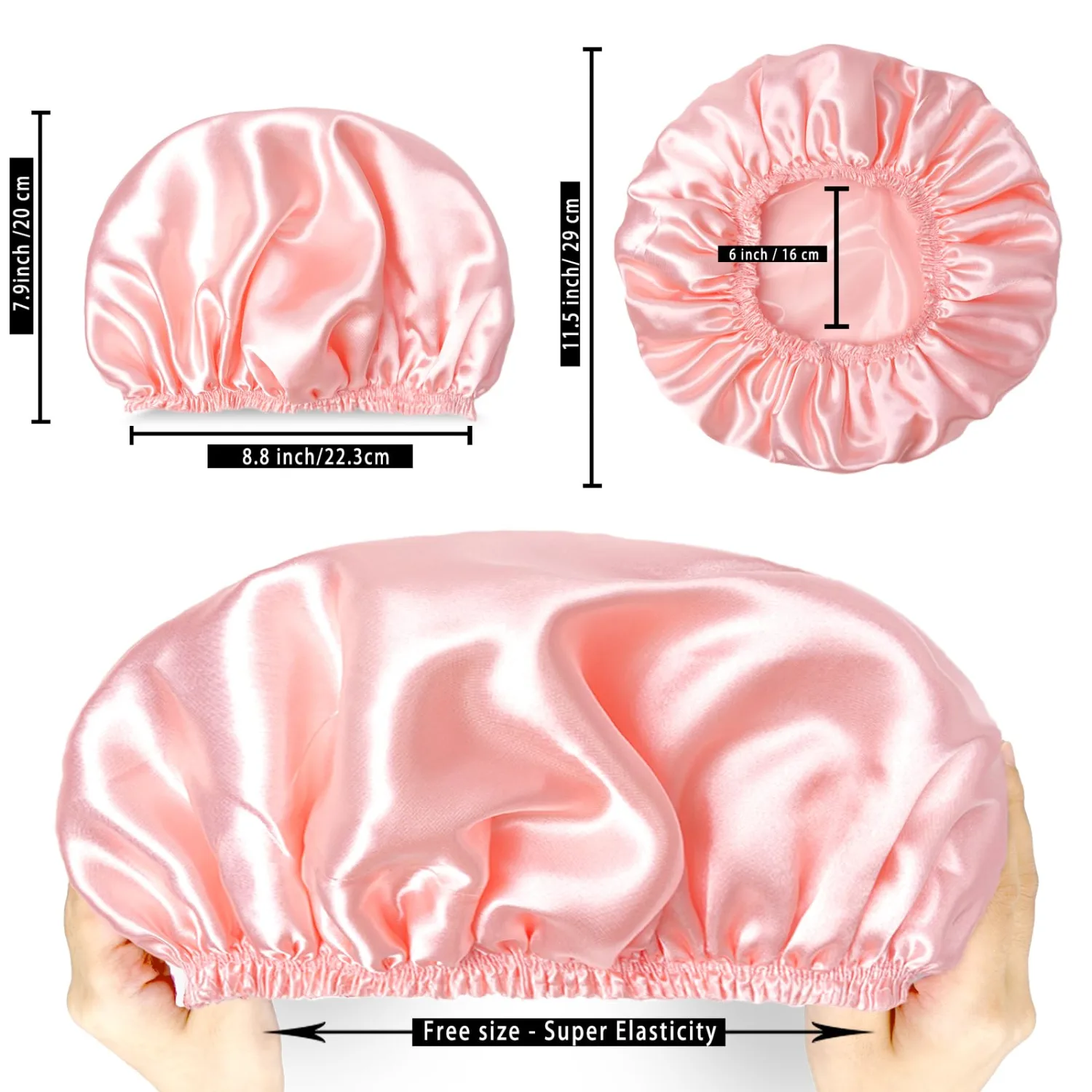 Shower Caps for Women, 4 PCS Reusable Waterproof Bath Cap