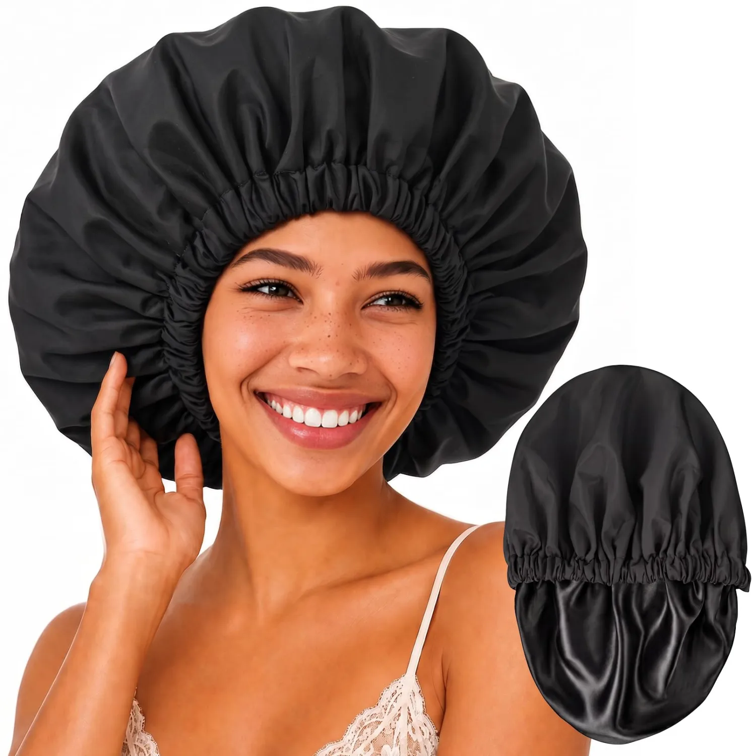 Shower Cap for Braids Extra Large Shower Cap Reusable Waterproof Satin