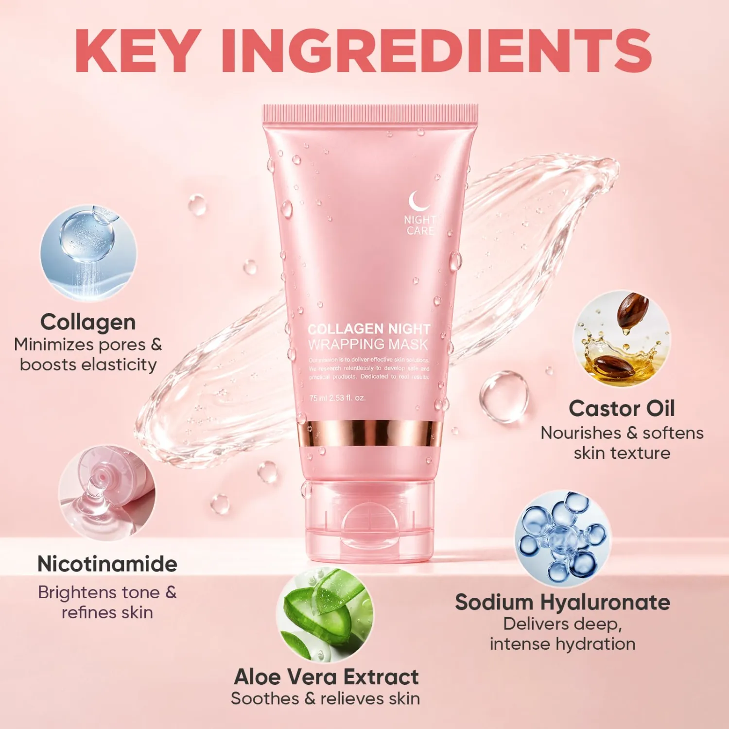 Collagen Night Wrapping Mask, Collagen Mask Hydrating & Firming Skin