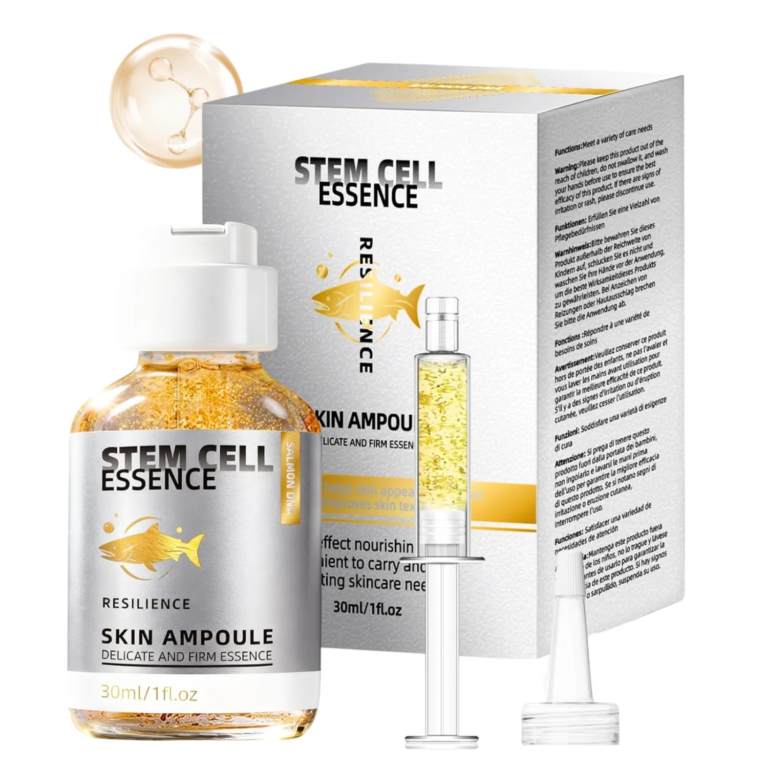 Salmon DNA Serum with PDRN, Microneedling Am-poule for Wrinkles Scars and Skin Repair, Anti-Aging Hydration Booster, Firming Serum With Derma Roller and Pen for Radiant Face or Body