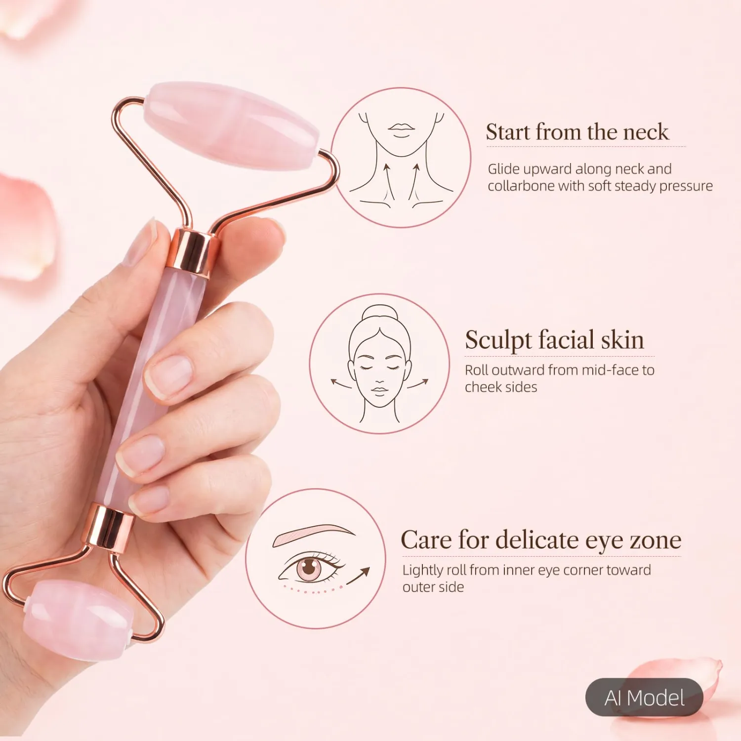 Pink Resin Facial Roller & Gua Sha Set – 2-in-1 Beauty Tool
