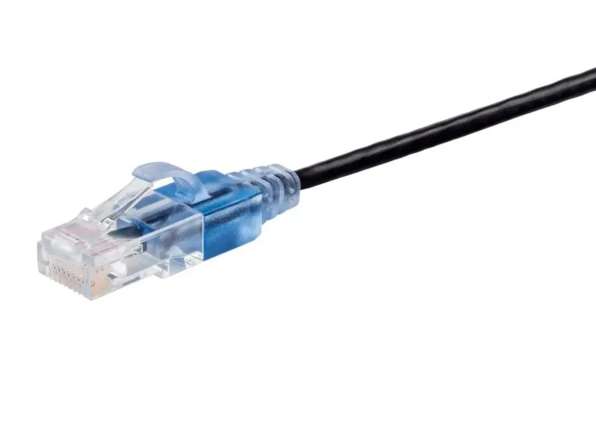 Monoprice Cat6A Patch Ethernet Cable - 7 Feet - Black | UTP, 30AWG, 10G, Pure Bare Copper, Snagless RJ45, for Computer Networking Cable, LAN, Modem, Router - SlimRun Series