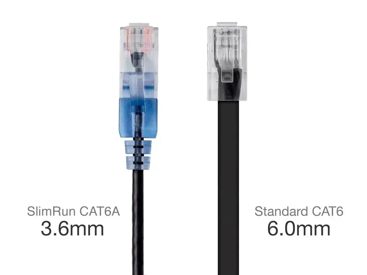 Monoprice Cat6A Patch Ethernet Cable - 7 Feet - Black | UTP, 30AWG, 10G, Pure Bare Copper, Snagless RJ45, for Computer Networking Cable, LAN, Modem, Router - SlimRun Series