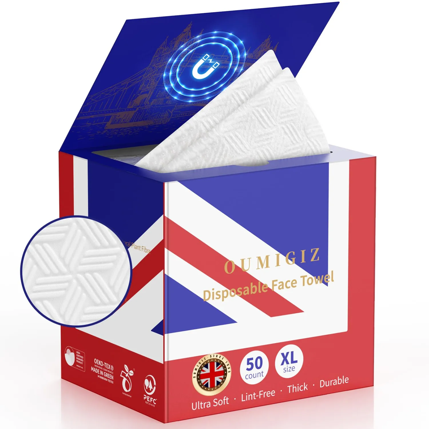 Disposable Face Towel XL for Skin Cleasing Makeup Removing 50 Count