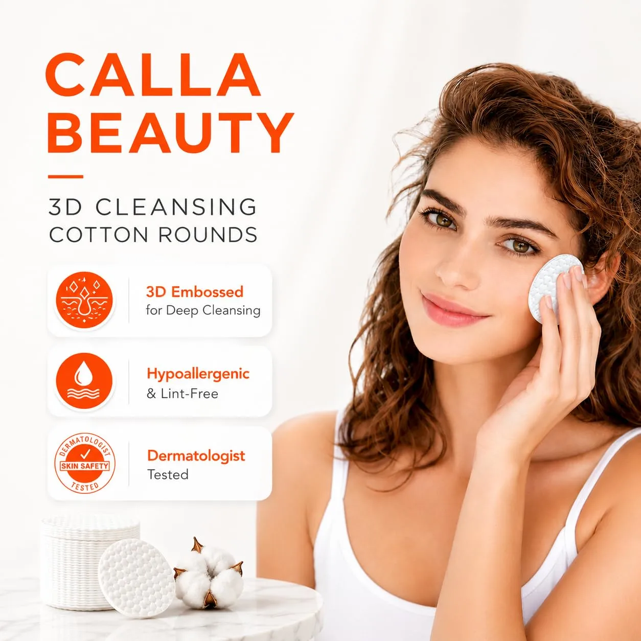 3D Cotton Rounds for Face (400 Counts), 3D Embossing Textured