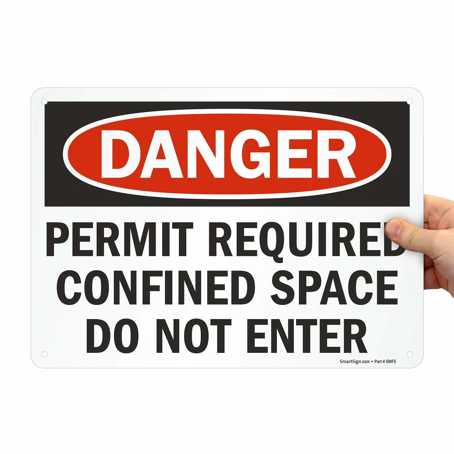 SmartSign "Danger - Permit Required, Confined Space Do Not Enter" Sign | 10" x 14" Plastic