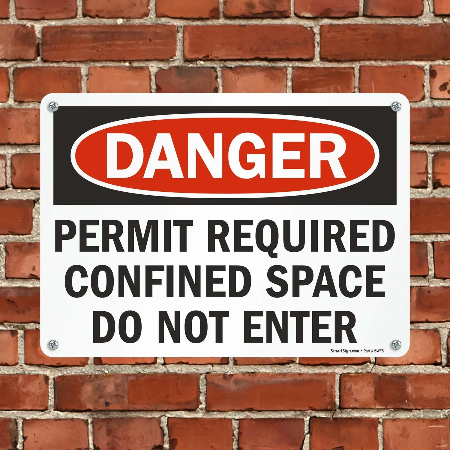 SmartSign "Danger - Permit Required, Confined Space Do Not Enter" Sign | 10" x 14" Plastic