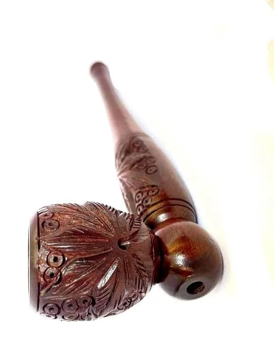 Handmade Artistic Carved Natural Herbal Antique Designer 6 Inch unique Pipe for Gifts.