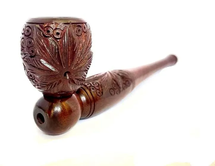 Handmade Artistic Carved Natural Herbal Antique Designer 6 Inch unique Pipe for Gifts.