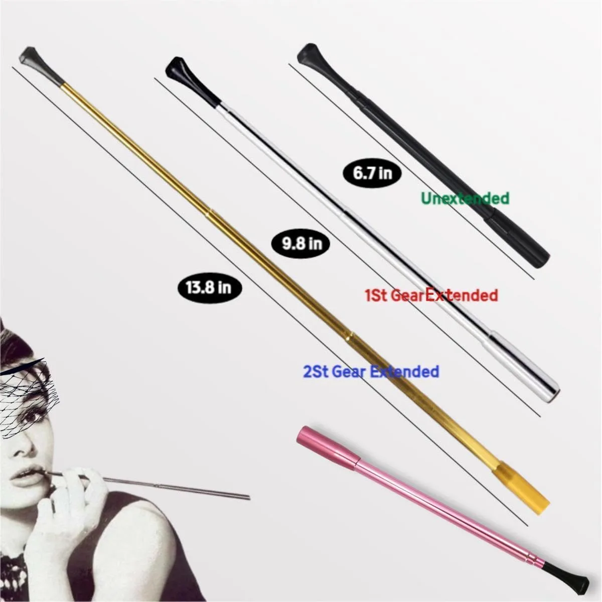 Audrey Style Extendable Cigarette Holder for Costume Accessories,Bronze ﻿
