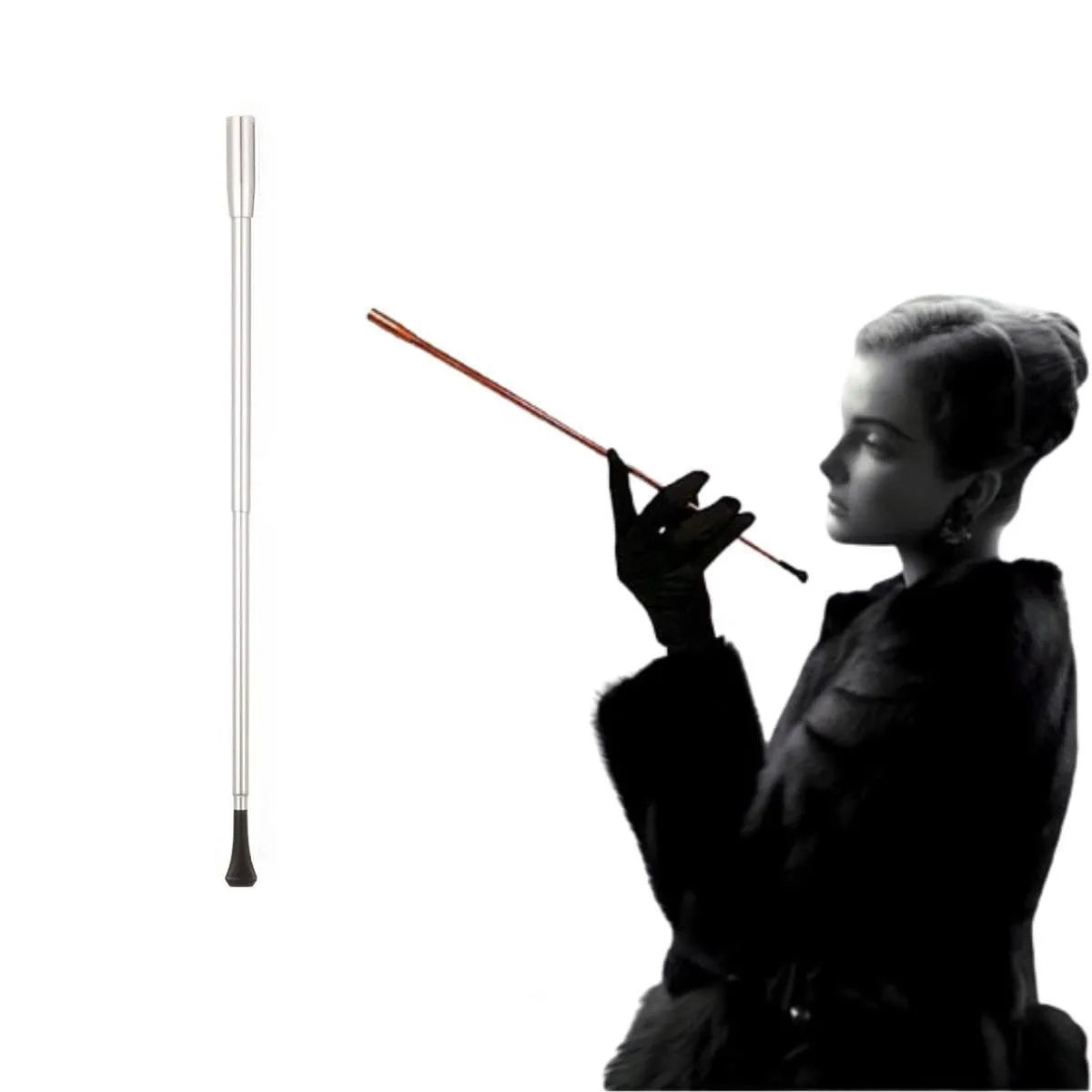 Audrey Style Extendable Cigarette Holder for Costume Accessories,Silvery ﻿