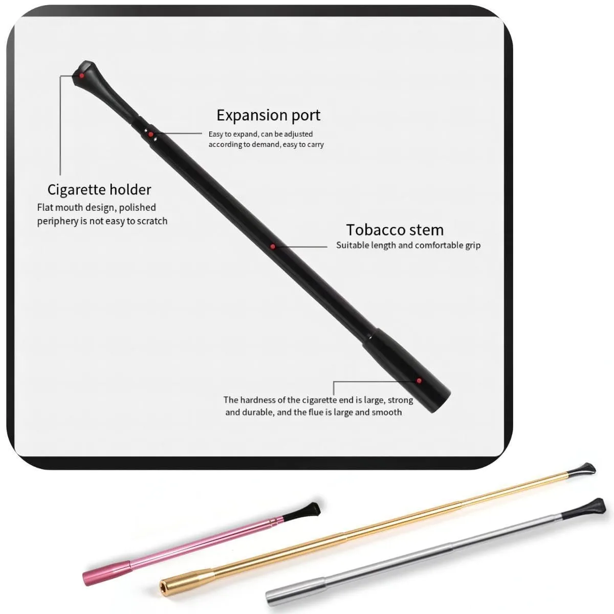 Audrey Style Extendable Cigarette Holder for Costume Accessories,Silvery ﻿