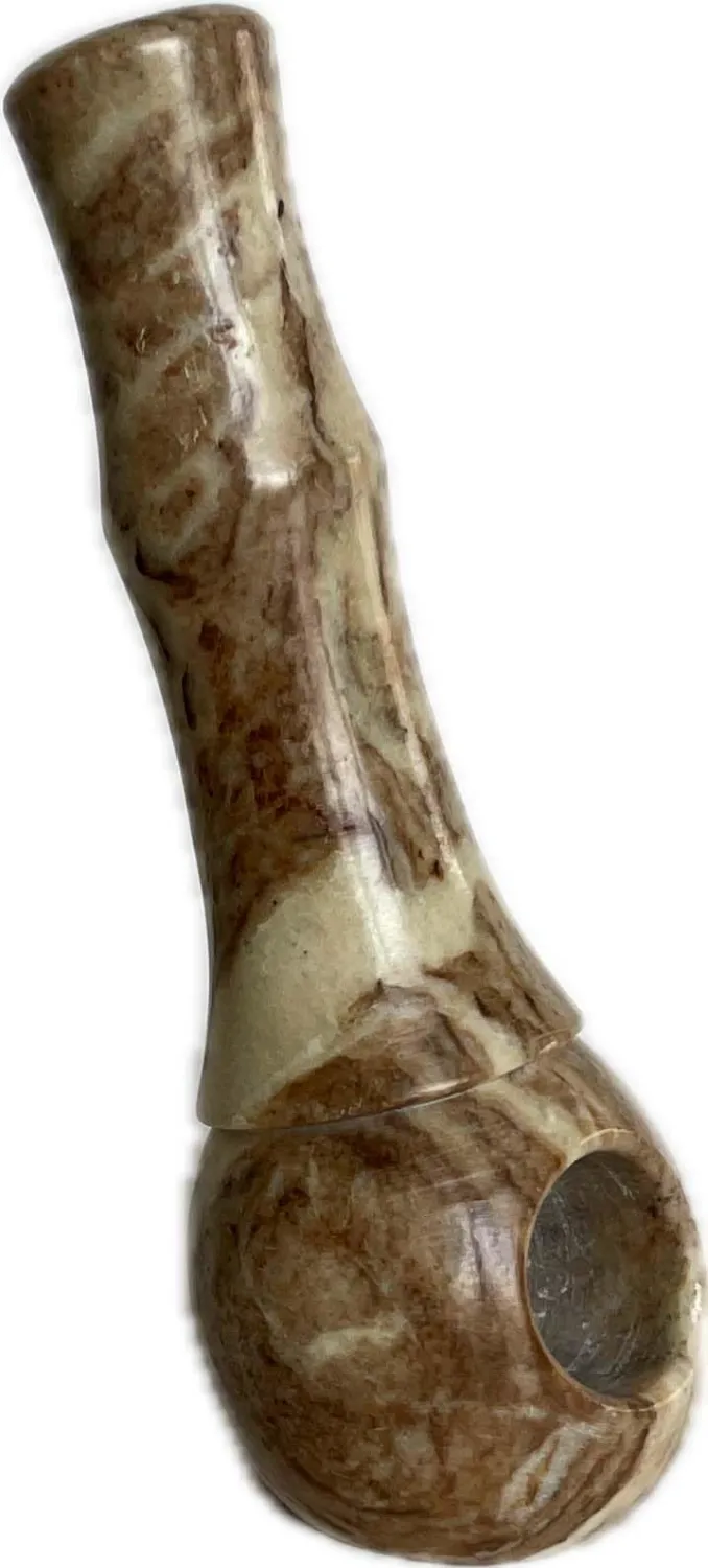 Clay or Stone Carved Handcrafted Unique Design 3 Inch Chillum Pipe