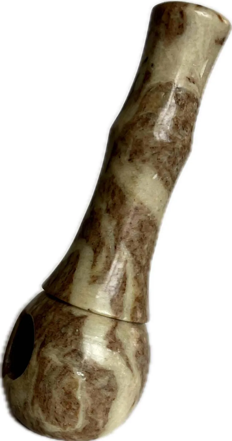 Clay or Stone Carved Handcrafted Unique Design 3 Inch Chillum Pipe