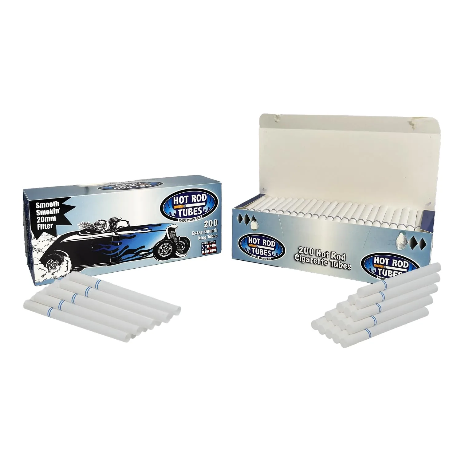 Hot Rod Extra Smooth Cigarette Tubes – 400 Count 200 Tubes x 2 Boxes – Tubes with 20mm Double Filter – Smooth Draw, No Aftertaste – USA Made – Fits Most Rolling Machines