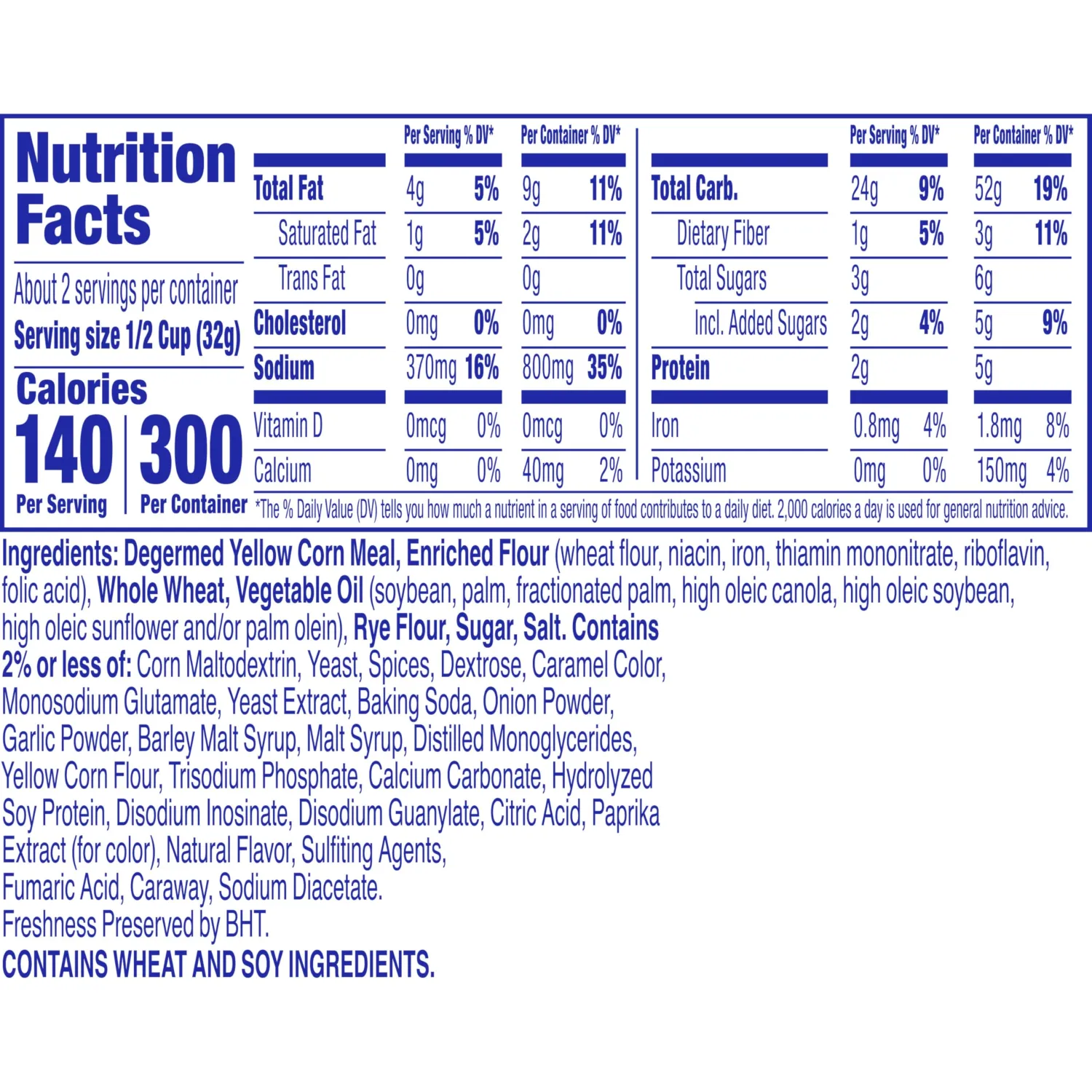 Traditional Chex Mix, Original Recipe, Snack Cup, 2.5 oz