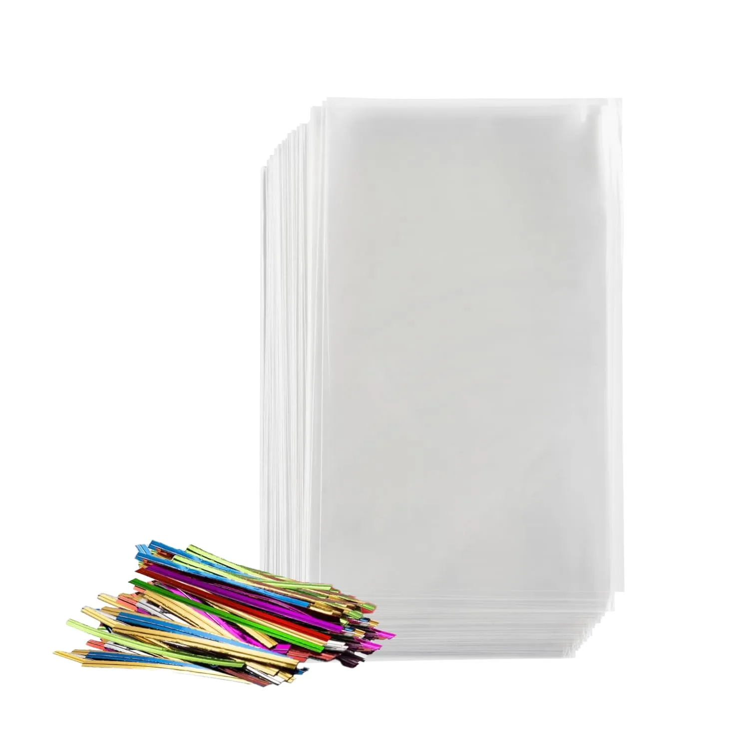 Prestee 200 Pack Clear Plastic Cellophane Bags - 6x8 with 4" Twist Ties, Candy & Cookie Bags, Treat & Gift Bags (Pack of 200)
