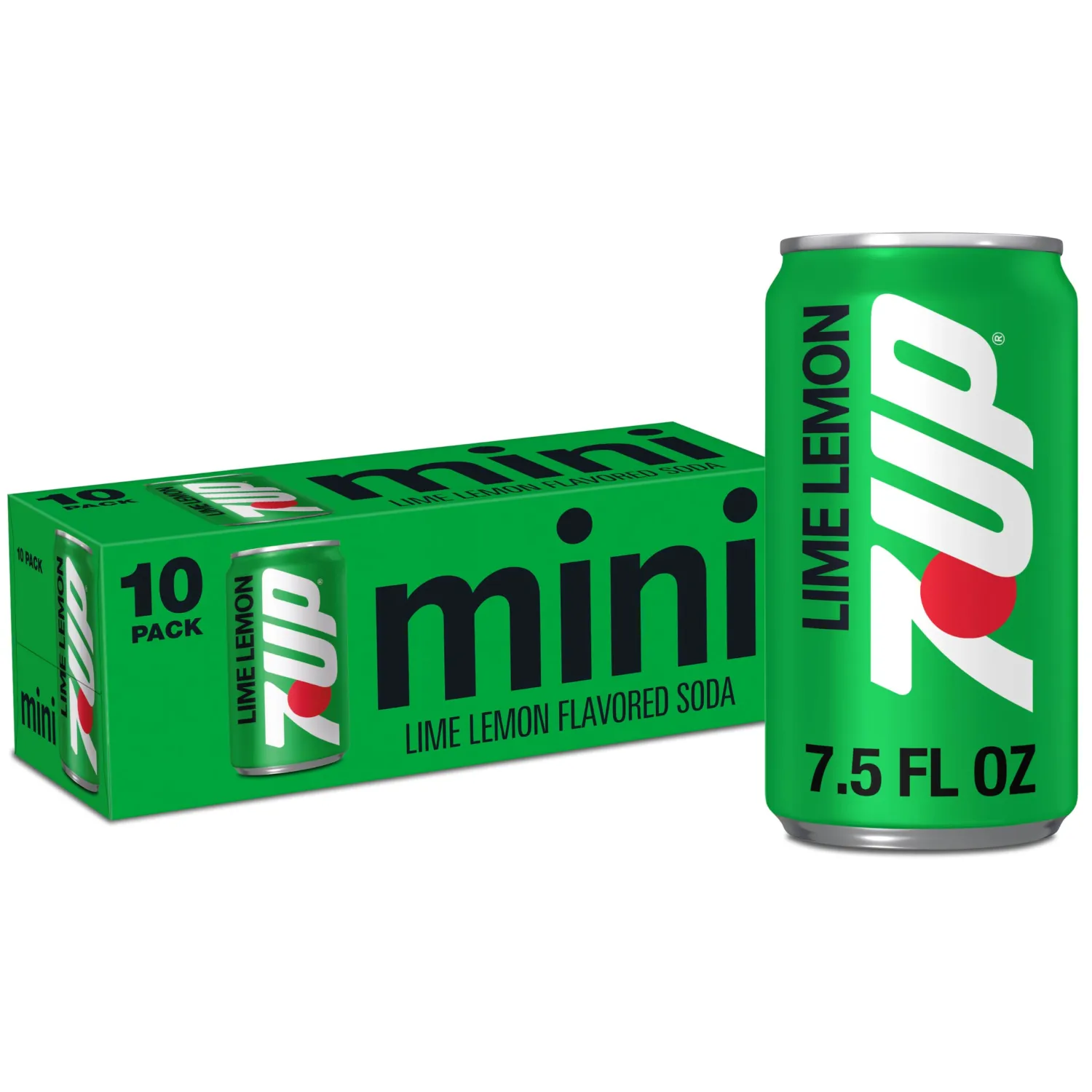 7UP Lime Lemon Soda, 7.5 Oz Mini Cans, 10 Count