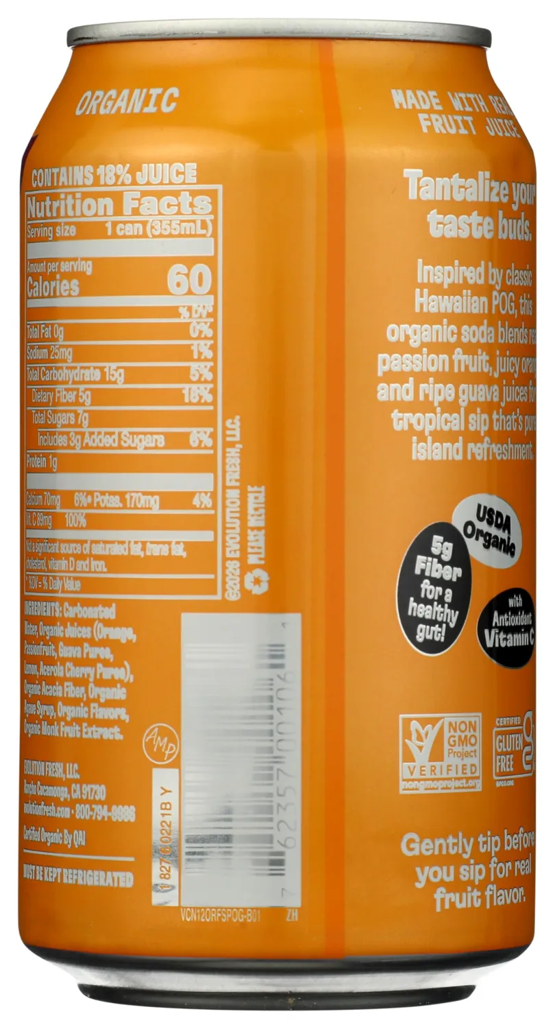 Evolution Fresh Organic Passion Orange Guava Fruit Soda, 12 FZ