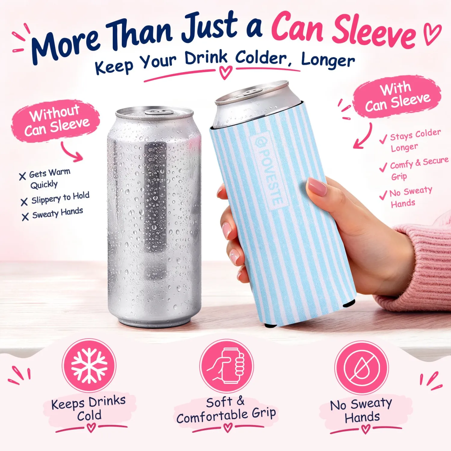 12oz Slim Standard Can Insulated Neoprene Cover for Soda & Energy Drinks