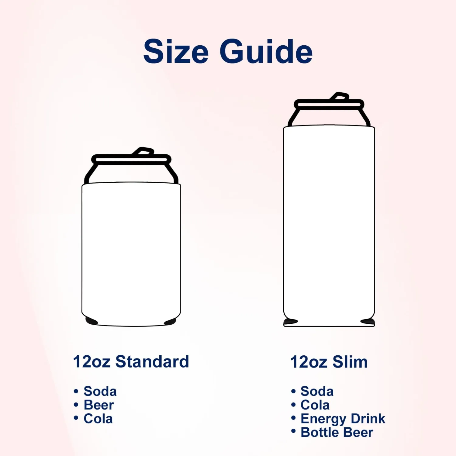 12oz Slim Standard Can Insulated Neoprene Cover for Soda & Energy Drinks