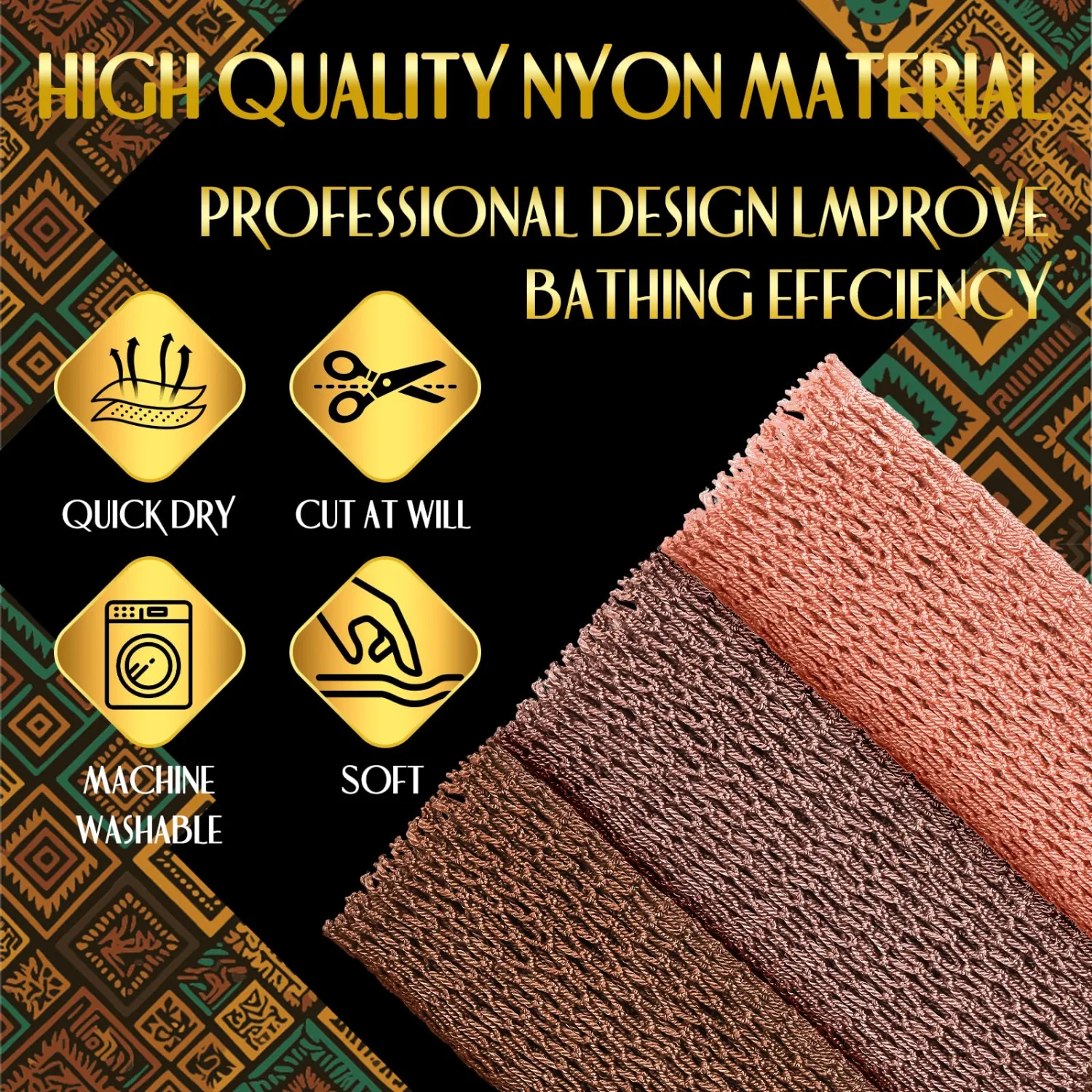 UJFQBH 3 Pack African Net Sponge Authentic Exfoliating Washcloth Spa Gifts