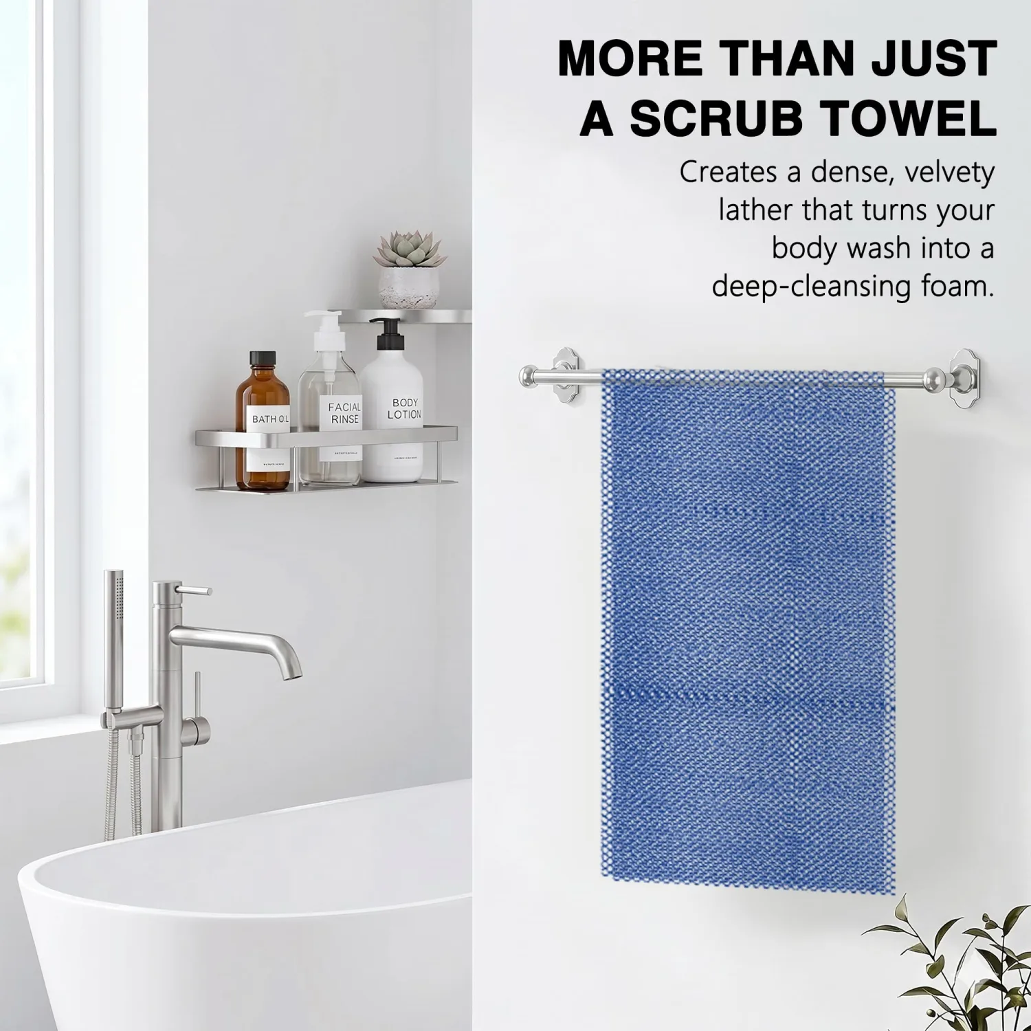 UJFQBH Authentic African Net Sponge 3 Pack, Exfoliating Body Scrubber for Gentle Daily Exfoliation, Deep Cleansing Back Scrubber for Hard to Reach Areas, Quick Drying Shower Essential Ocean Blue