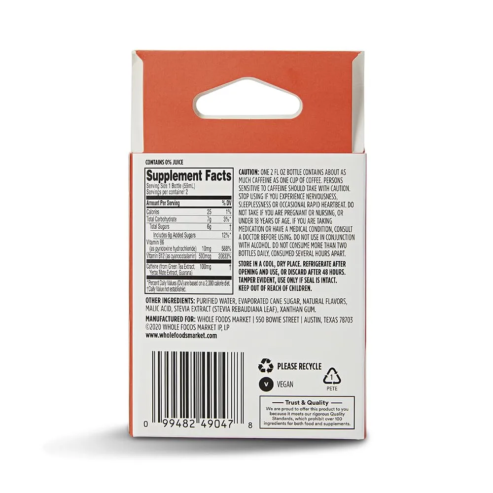 365 by Whole Foods Market Energy Shot, Pomegranate, 2 Fl Oz, 4 Pack