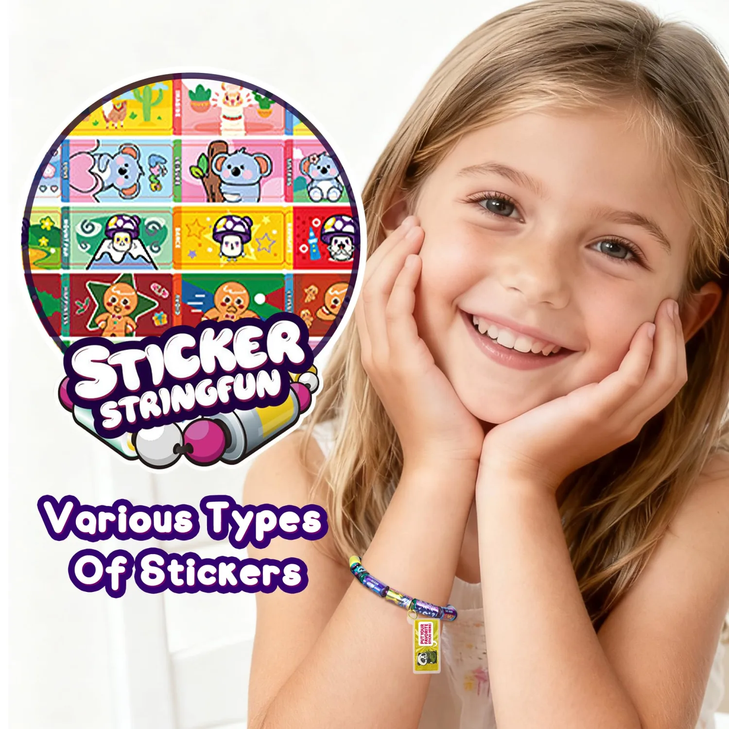 Creative Sticky Rolls Bracelet Making Kit for Kids–150 Reusable Stickers,DIY Surprise Sticker Roll Craft for Girls&Boys Ages 5-12,Ideal Classroom&Party Gift Activity(150 Reusable Stickers)