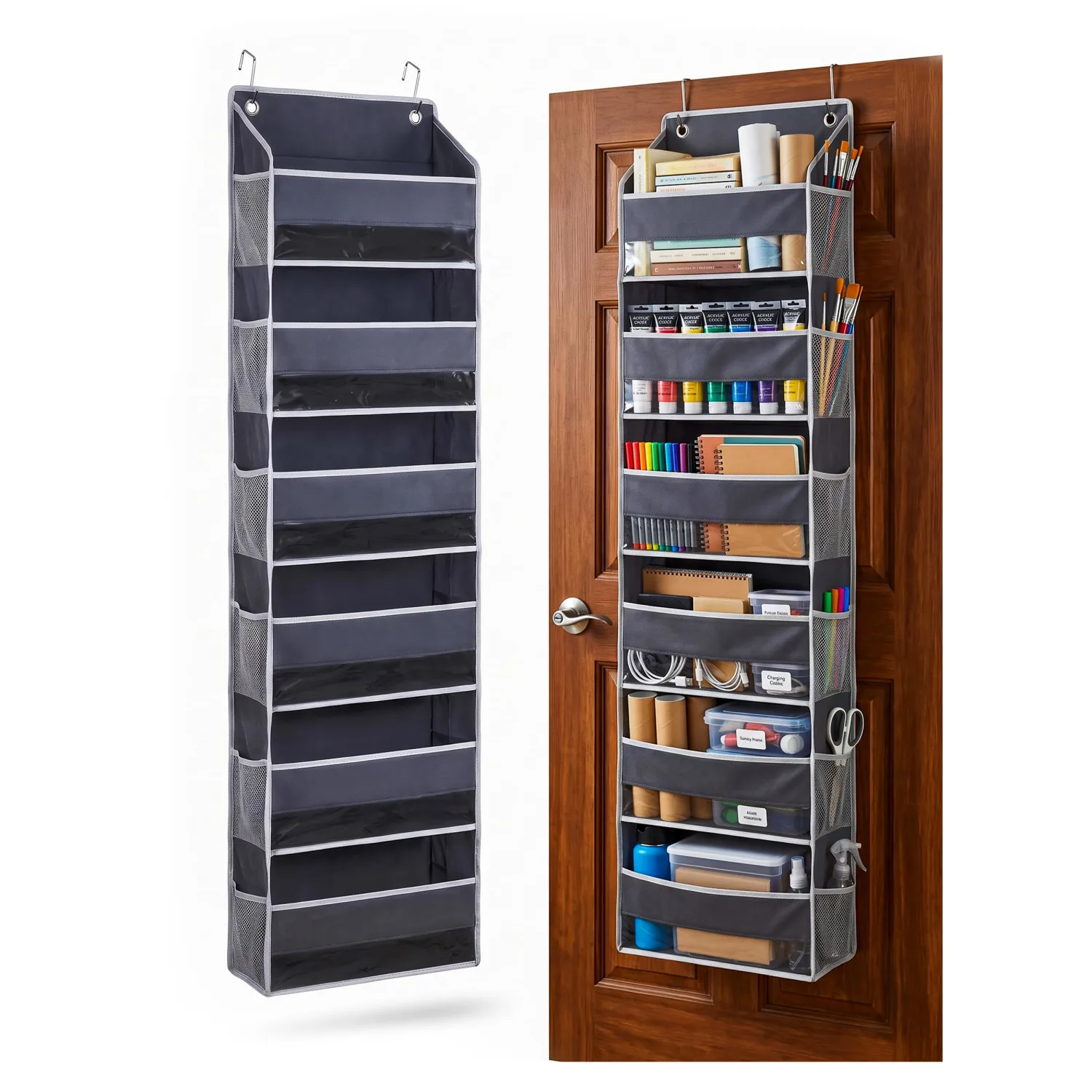 Utopia Home Over the Door Organizer 6 Shelves, Dark Grey, Pack of 1