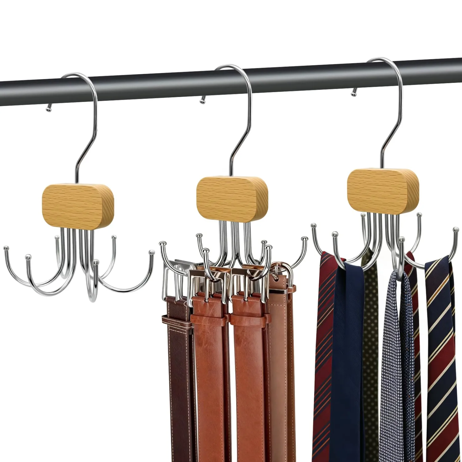 3 Pack Belt Hanger for Closet Organizer, Tie Hangers for Closet Storage