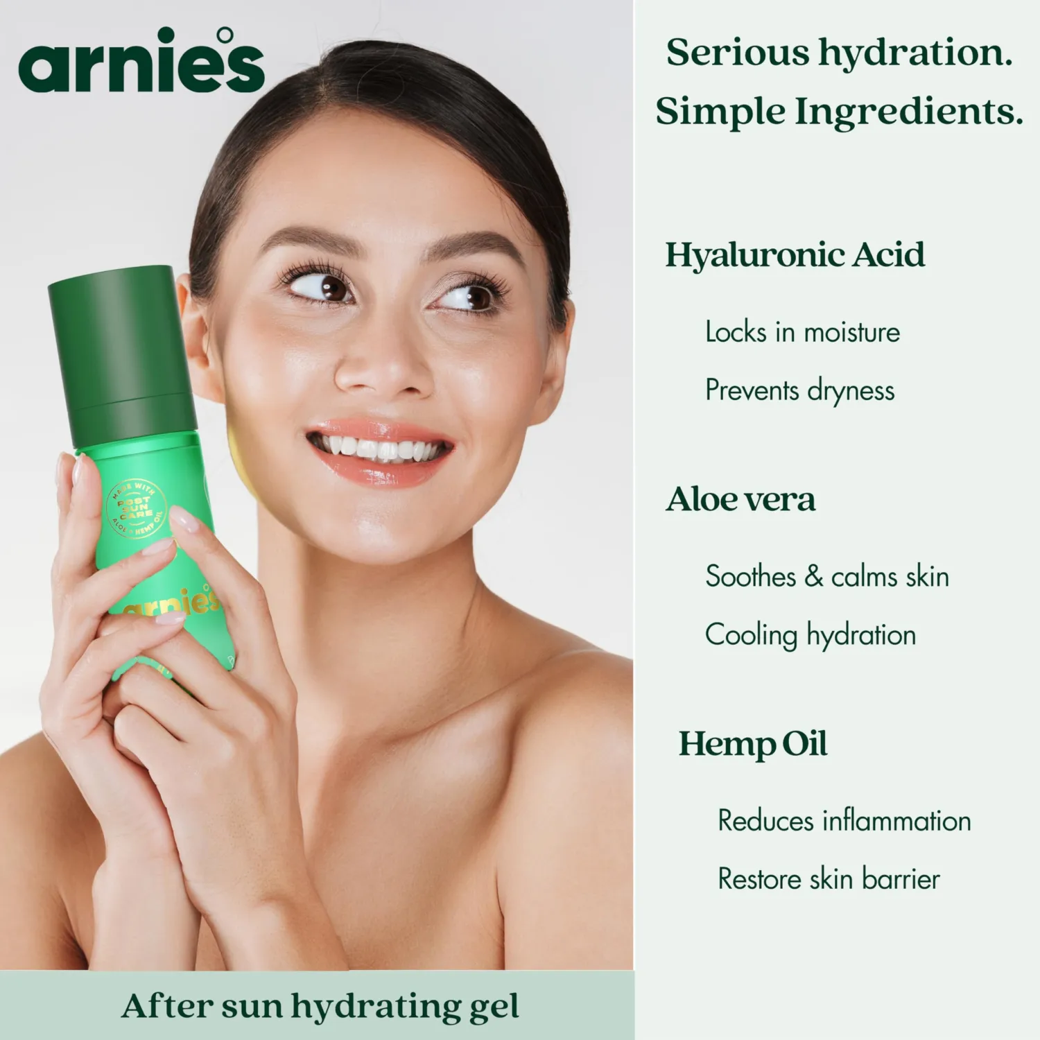 Arnie's After Sun Gel by Arnold Palmer – Cooling Aloe Vera Gel with Hemp Oil & Hyaluronic Acid – Lightweight Hydrating Skin Recovery for Outdoor Sports & Sun Exposure, 3.5 oz