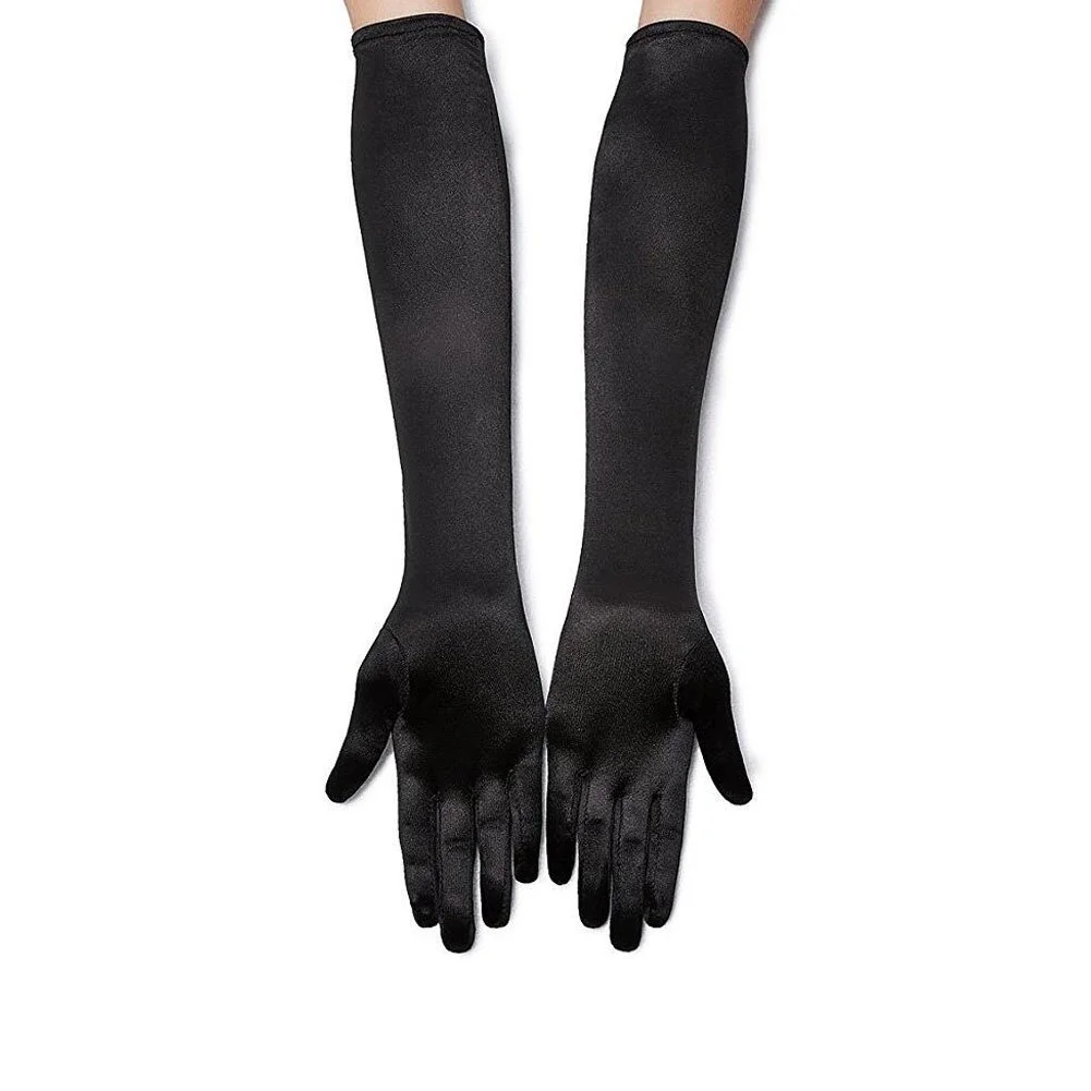 Lansian Long Opera Satin Gloves for Women, 21 inch Elbow Length for 1920s