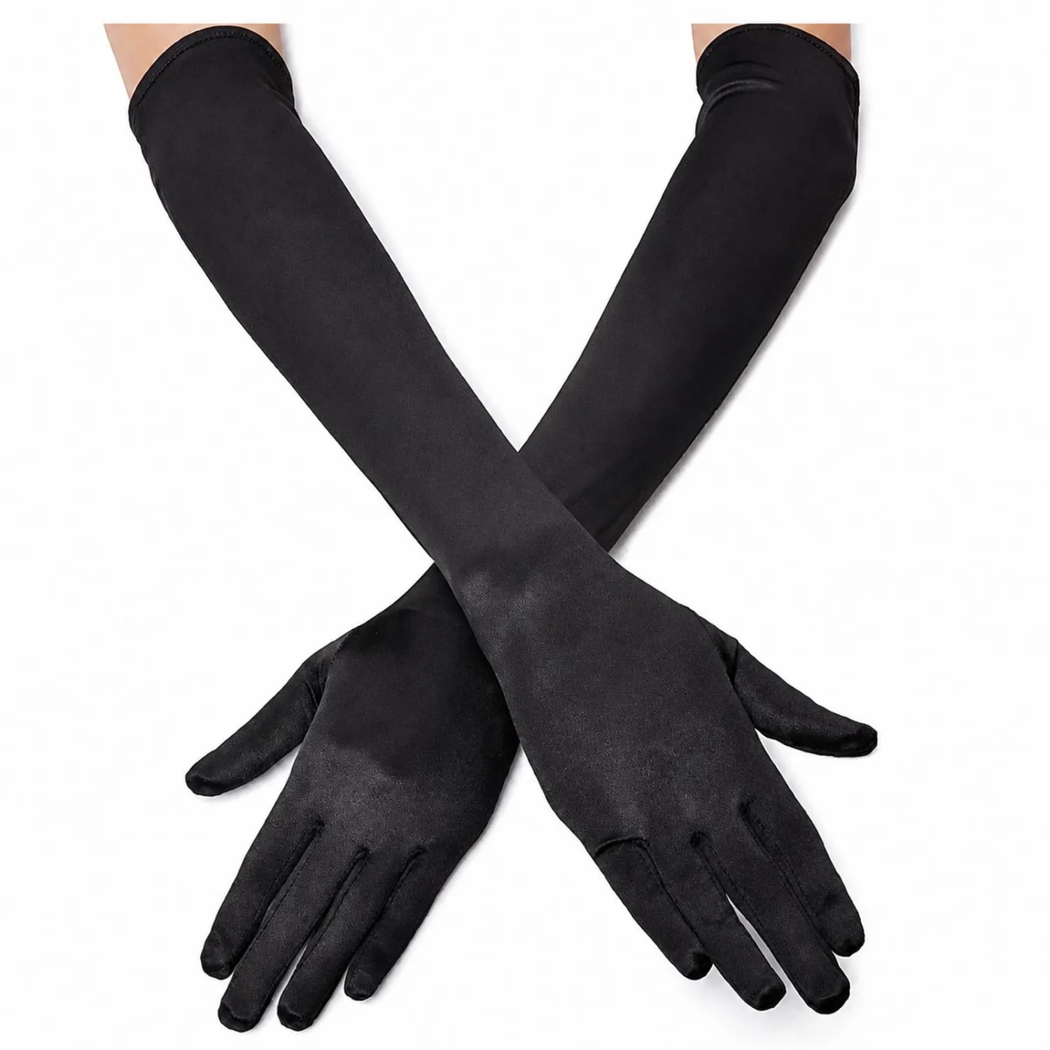 Lansian Long Opera Satin Gloves for Women, 21 inch Elbow Length for 1920s