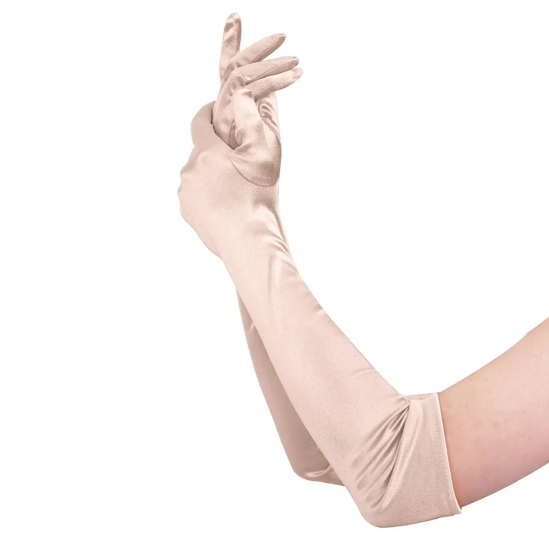 Lansian Long Opera Satin Gloves for Women, 21 inch Elbow Length for 1920s