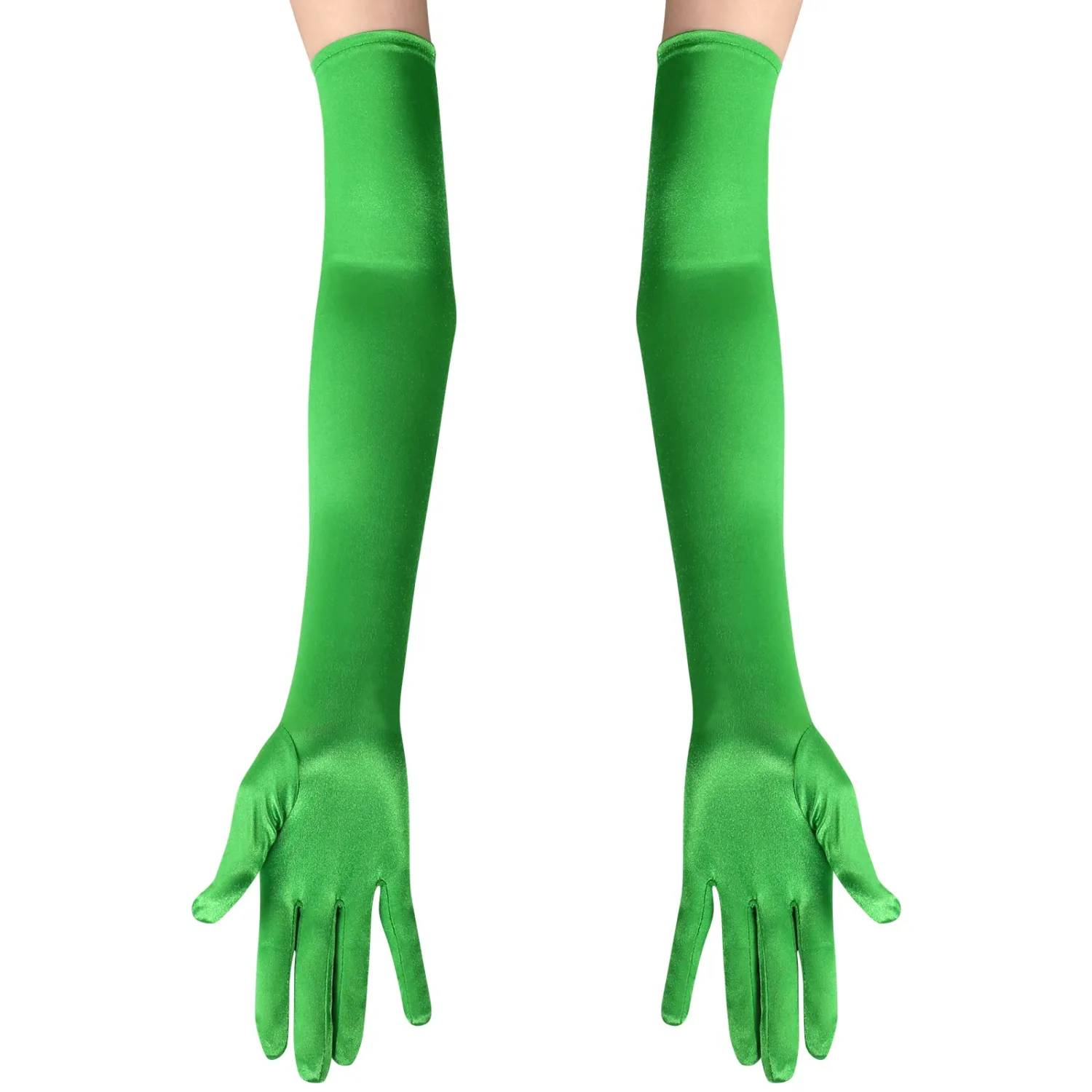 Lansian Long Opera Satin Gloves for Women, 21 inch Elbow Length for 1920s