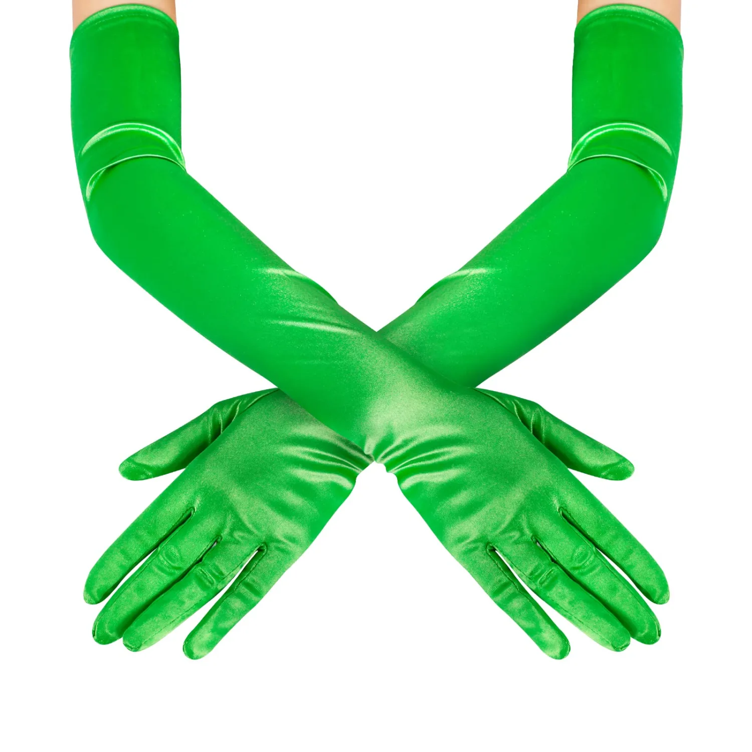 Lansian Long Opera Satin Gloves for Women, 21 inch Elbow Length for 1920s
