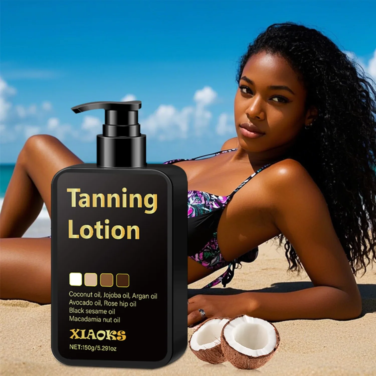 Self Tanning Lotion,Sunless Tanning Lotion with Coconut Oil, Argan Oil & Avocado Oil for Natural-Looking, Streak-Free Bronze Glow,Hydrating & Quick Drying (5.291floz)